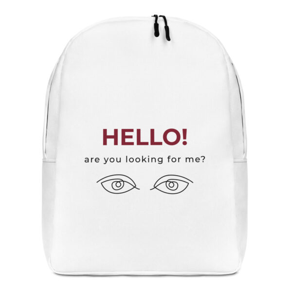 Rucksack Weiß "Hello, are you looking for me" weißer Rucksack mit witzigem Aufdruck