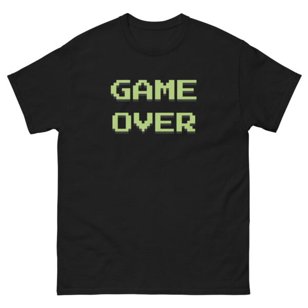 Game Over T Shirt klassisches Herren-T-Shirt schwarzes T-Shirt mit grünem "Game Over" Aufdruck