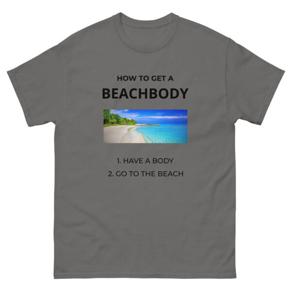 Beach T Shirt klassisches Herren-T-Shirt "Beach Body" graues T-Shirt mit Strandmotiv und witzigem Text