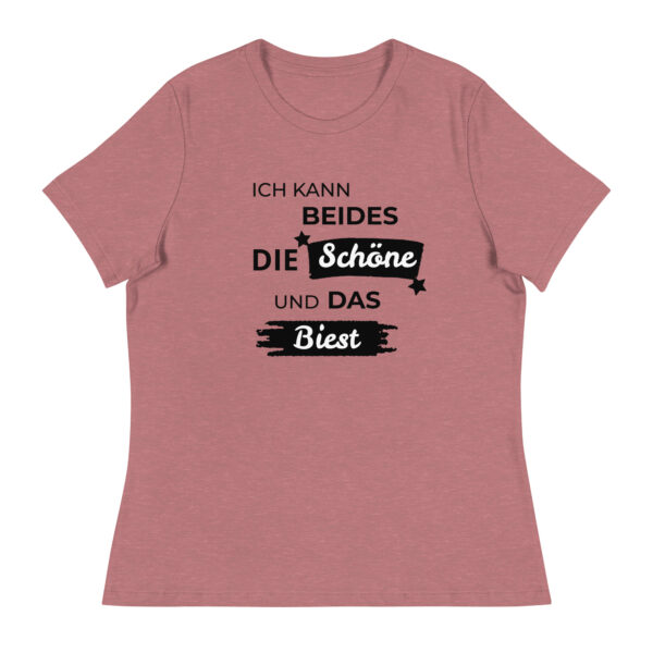 Die Schöne und das Biest T Shirt Damen "Ich kann Beides: Die Schöne & das Biest" rosa T-Shirt mit schwarzem Aufdruck