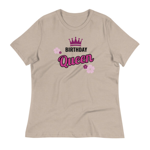 Birthday Queen Damen-T-Shirt "Birthday Queen" beige T-Shirt mit Krone und Blumen Aufdruck